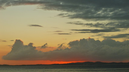 sunset over lake. Photography is artistic and balanced with a simple composition