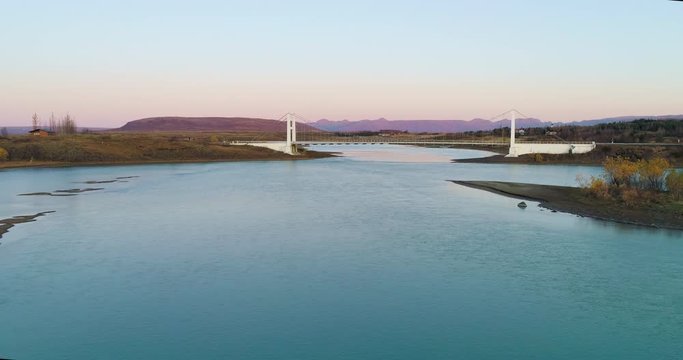 aerial shot of famous Iceland with its beautiful fascinating unique landscape, rivers, mountains, glaciers and waterfalls on a clear sunny day - great 4k shots for nature travel bloggers