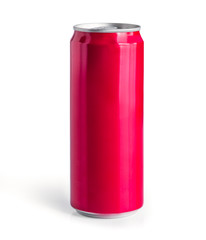 mockup Cans of red soft drink Liquid Packing on white isolated