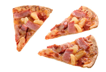 Pizza Slice  classic hawaiian isolated on white background