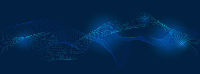abstract blue wave particle background, vector illustration