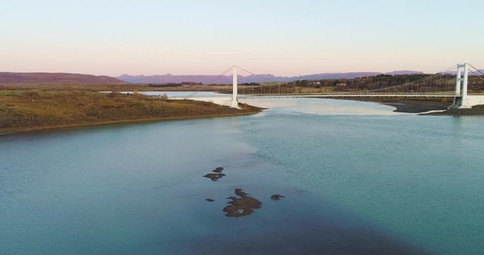aerial shot of famous Iceland with its beautiful fascinating unique landscape, rivers, mountains, glaciers and waterfalls on a clear sunny day - great 4k shots for nature travel bloggers