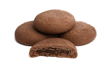 cookies with chocolate cream isolated