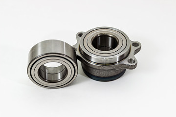 Auto Parts. Spare parts for the repair of cars. Bearings on a white background.