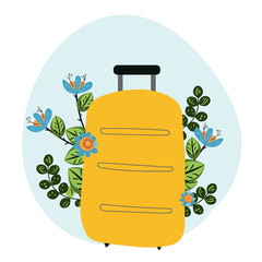 Hand drawn travel bag with flowers, vector illustration