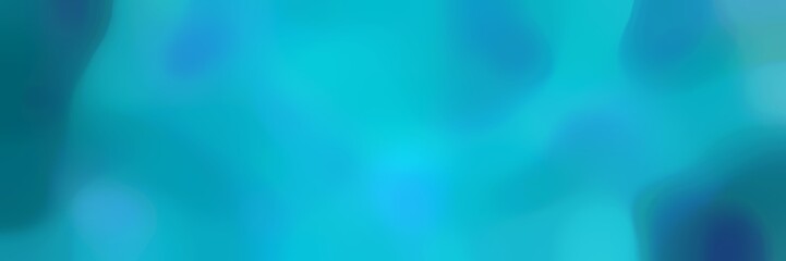 blurred bokeh horizontal background with dark turquoise, teal and dark cyan colors and free text space