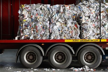 Stacks Of Recycled Papers On Lorry