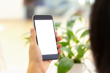 blank display new smart phone view in shopping mall