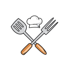 kitchen utensil master chef character cartoon art logo icon