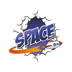 rocket ship space travel vector art illustration