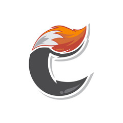 fox tail fire logo logotype alphabet initial letter design vector art - 310680090