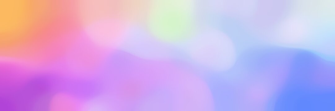 blurred bokeh horizontal background with lavender blue, light salmon and medium orchid colors and free text space