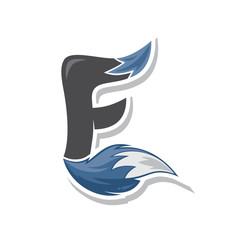 fox tail fire logo logotype alphabet initial letter design vector art