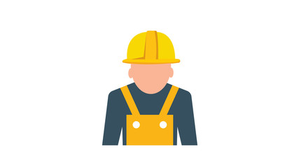 Worker wearing hard hat. Vector. Construction worker, builder icon isolated on background