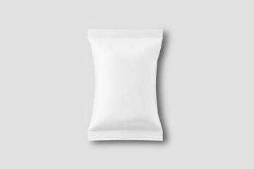 White Blank Potato Chips Foil Bag Pack Mock up. 3D Rendering