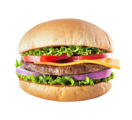 big burger tasty on white background isolated