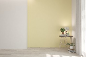 Empty room in white color. Scandinavian interior design. 3D illustration