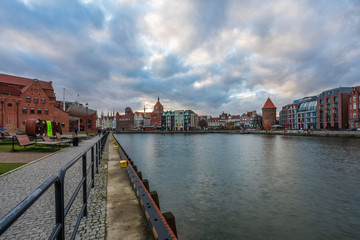 The city of Gdansk on the Motlawa river