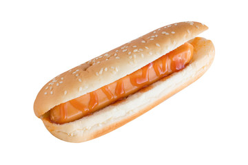 Hot dog meat sausage on white background