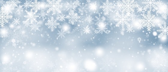 Blue abstract background. white stars and snowflakes blurred beautiful shiny lights. use for Merry Christmas /happy new year wallpaper backdrop and your product.