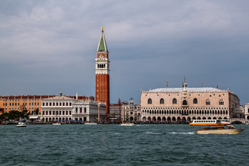 Fototapeta na wymiar View of the Doge's Palace with a bell tower San Marco, Venice, Italy