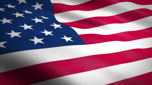 Flag of The United States of America. Realistic waving flag 3D render illustration with highly detailed fabric texture