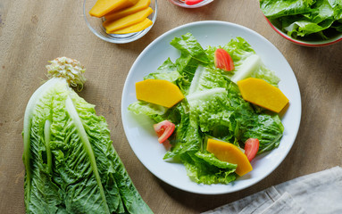 Mix salad vegetable  in white dish,vegan