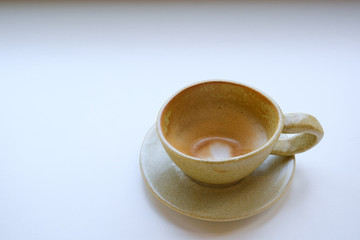 A cup of coffee empty and copy space
