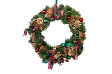 Fototapeta na wymiar Isolated Festive Wreath For Christmas Decoration
