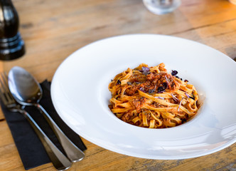 delicious bolognese pasta dish with fresh ingredients