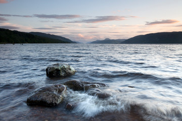 Fototapeta na wymiar Lochness lake in all its beauty at sunset
