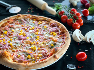 delicious italian pizza with fresh ingredients