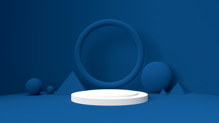 3D Render Object Mockup Background, Abstract Shape And Geometry in blue red and white color.