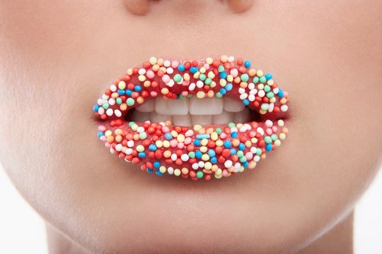 Woman With Sprinkle Candy Lips