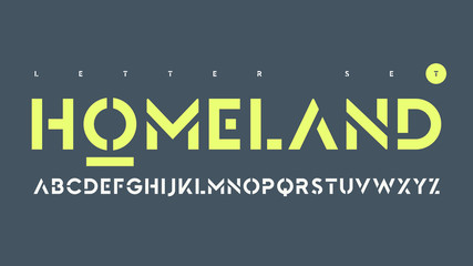 Vector sans serif urban stencil letter set, cropped alphabet