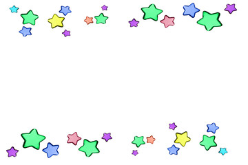 Colorful stars on white background with copy space