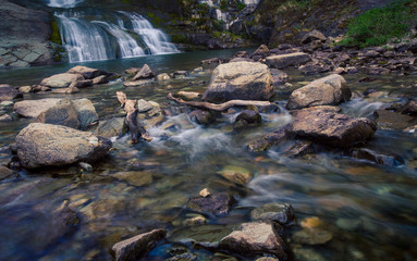 flowing move water in the rocks