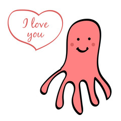 Sea animal. Card. Doodle vector