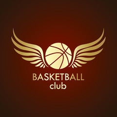 winged basketball gold logo