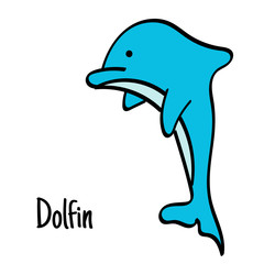 Sea animal. Card. Doodle vector