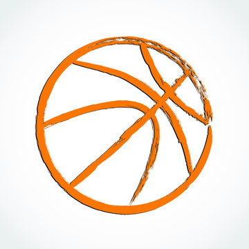orange brush line basketball ball