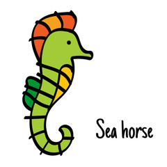 Sea animal. Card. Doodle vector