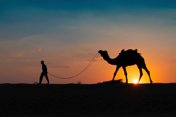 Camel ride at Thar desert, Rajasthan, India