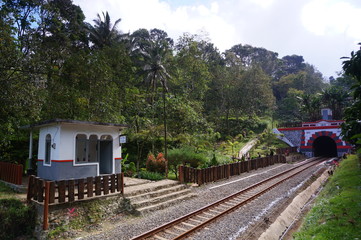 Fototapeta premium Railroad is a means of transportation for trains that are built on bridges using iron and a solid concrete frame