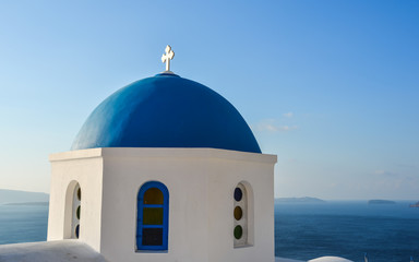 Fototapeta na wymiar Orthodox church on Santorini Island