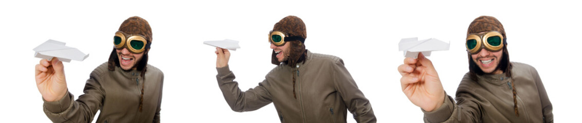 Funny pilot isolated on the white
