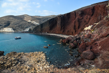 Red beach on Santorini island, Greece