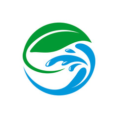 abstract leaves and water logo vector