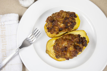 stuffed potato on a plate