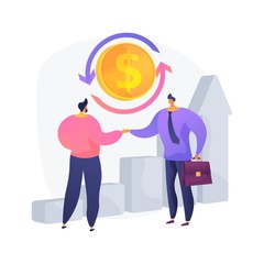 B2b strategy. Commercial transaction. Partner agreement, partnership arrangement, successful collaboration. Businessmen shaking hands cartoon characters. Vector isolated concept metaphor illustration